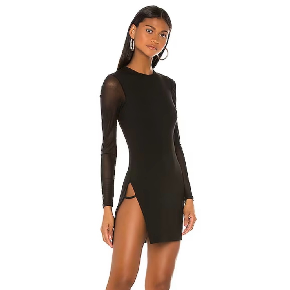Superdown Revolve High Slit Nia Bodycon Dress in Black Size M